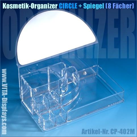Kosmetikorganizer CIRCLE + Spiegel (8 Fächer)