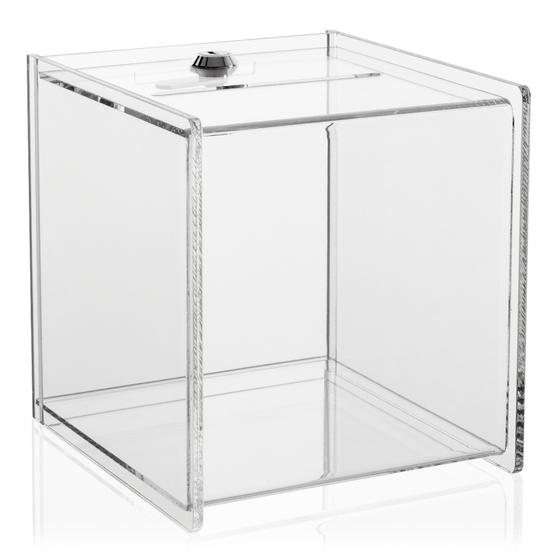 Donation box PLEXIGLAS® lockable (15x15x15cm)