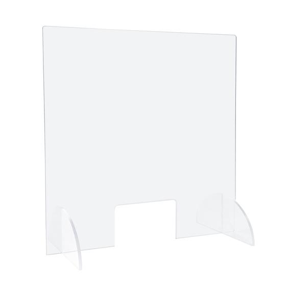Spit shield (65 x 90 cm) as protective wall and protective screen made of PLEXIGLAS® with pass-through