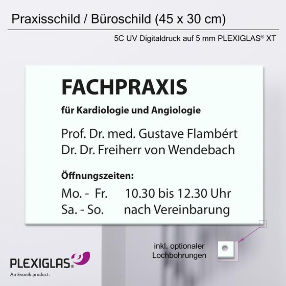 Praxisschild / Büroschild (45 x 30 cm) PLEXIGLAS® 5 mm / weiss