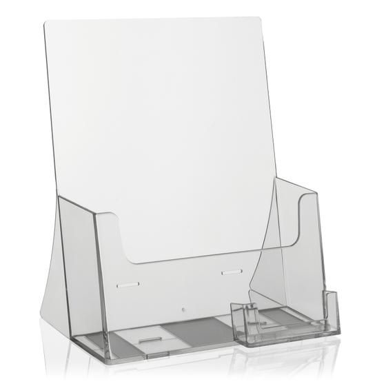 Brochure Stand A4 Extra Filling Depth with Business Card Compartment