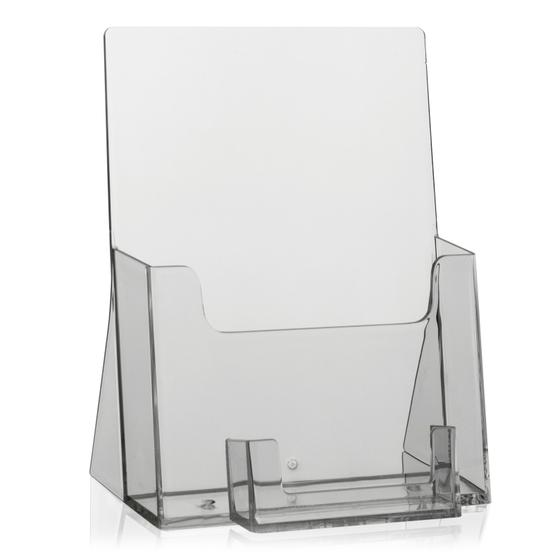 Brochure holder DIN A5 with business card tray (landscape)