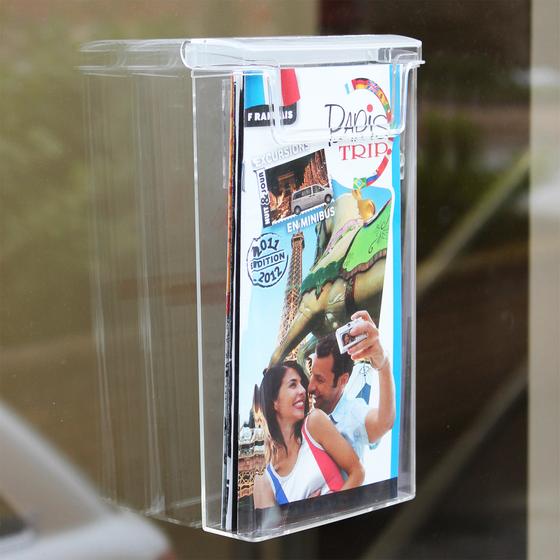 Din lang Prospekthalter mit Deckel - transparente DL Prospektbox (Wetterfest) - auch für den Außenbereich