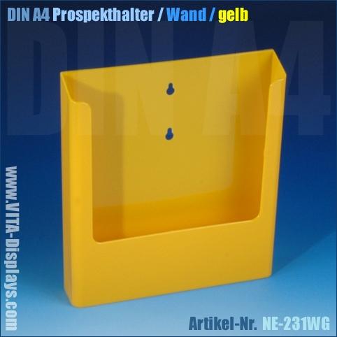 DIN A4 Prospekthalter / Wandmontage / gelb