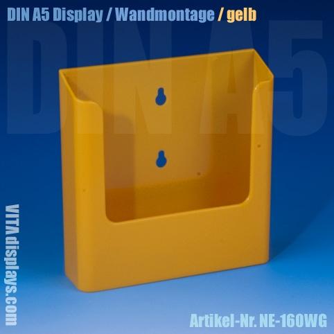 DIN A5 brochure holder / wall mounting / yellow