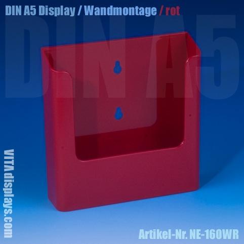 DIN A5 Prospekthalter / Wandmontage / rot