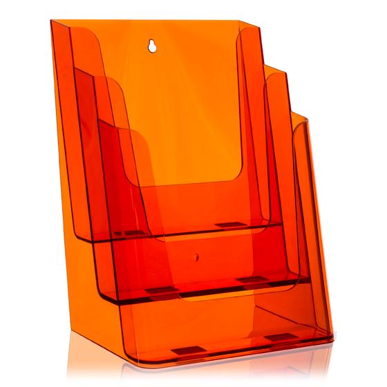 DIN A4 Tisch-Prospektständer als Prospekthalter (3 Etg.) Orange