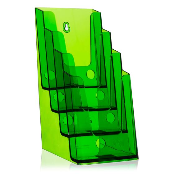 DL 1/3 A4 brochure rack / 4 racks / neon green