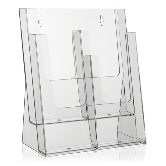 Brochure stand DIN long (2 shelves) with 4 trays