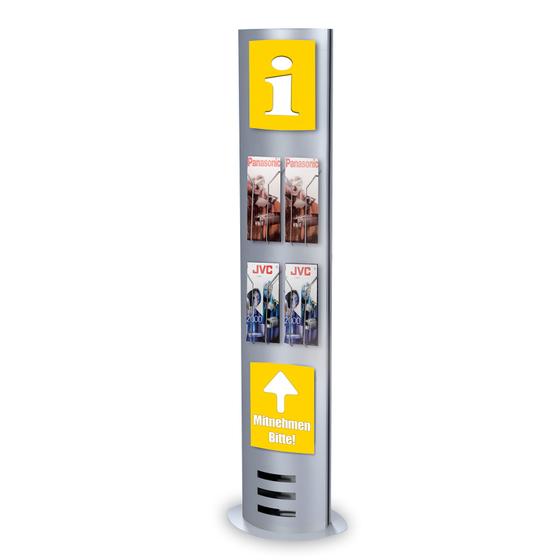 Brochure stand / 4 flyer trays / 2 poster pockets DIN A4