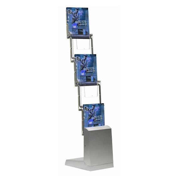 Foldable brochure stand, stable, inexpensive and foldable, DIN A4 (5 trays) incl. carrying bag