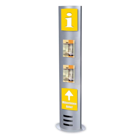 Info pillar steel / DIN A4 poster pockets / DIN A5 trays