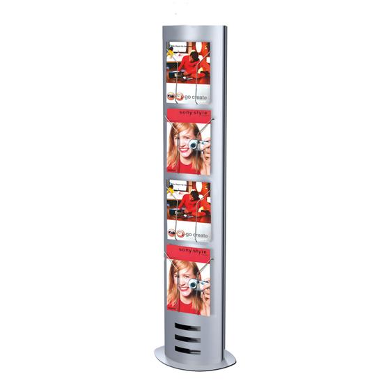 Brochure stand made of steel / DIN A4 trays (can be used on both sides)