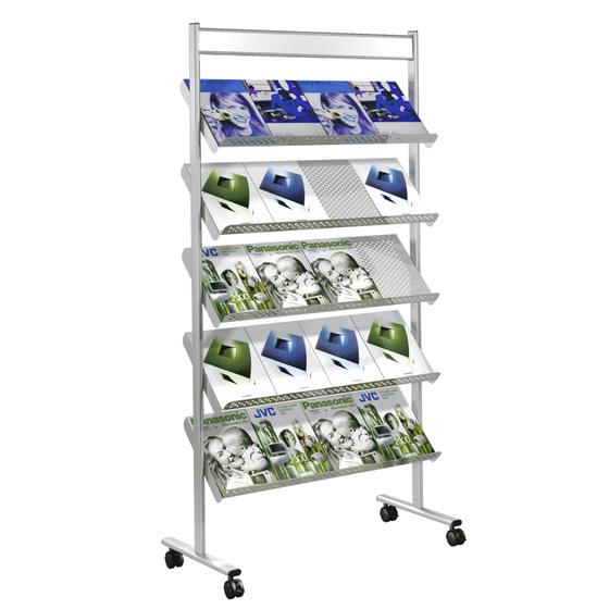 Brochure rack with 5 shelves / Magazine rack on castors