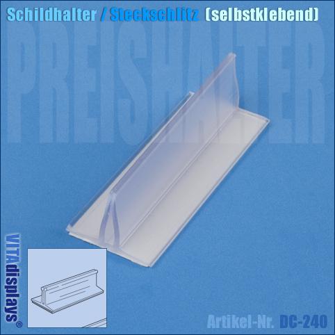 Schildhalter Steckschlitz / selbstklebend / Länge: 76 mm