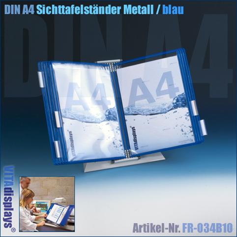 Sichttafelständer tarifold Metall mit 10 A4 Sichttafeln blau