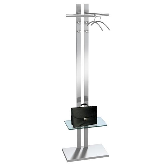 G8 standing coat rack with safety glass shelf