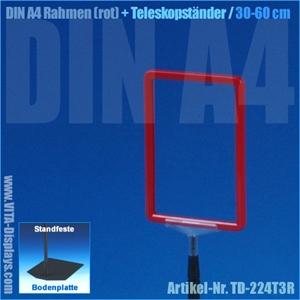 A4 frame (red) + telescopic stand 30-60cm