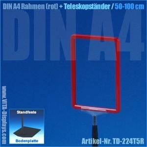 A4 frame (red) + telescopic stand 50-100cm