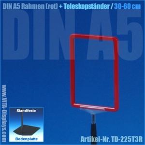 A5 Rahmen (rot) + Teleskopständer 30-60cm