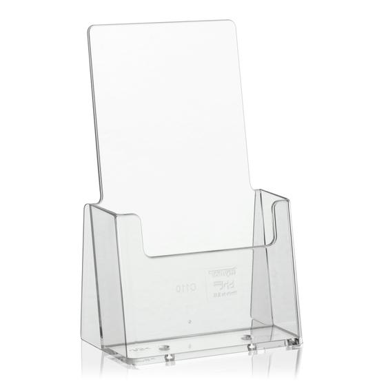 taymar® tabletop brochure stand as transparent flyer stand for DIN long (DL) DIN A6 flyers