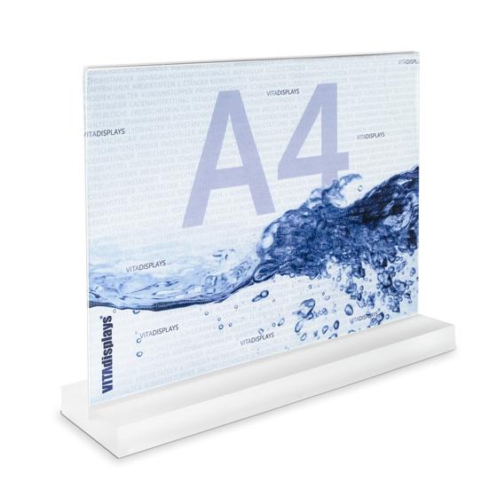 Table display in A4 landscape format with acrylic block (satin finish) Premium display made of PLEXIGLAS®.