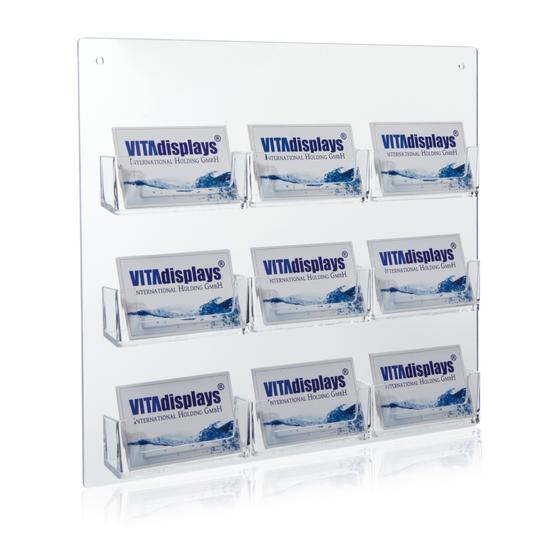 Business card holder with 9 trays for wall mounting