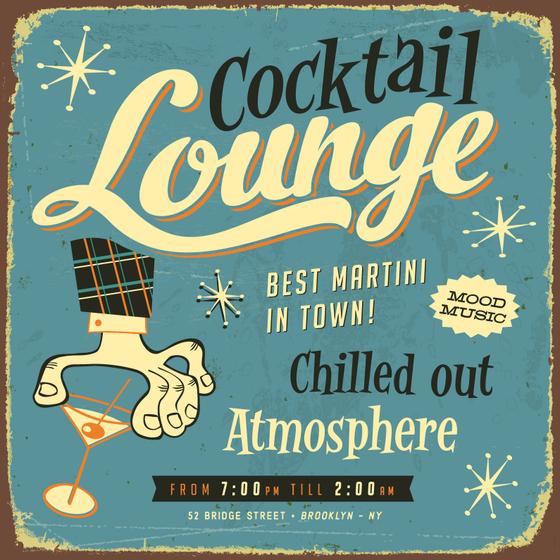 Cocktail Lounge" Pub Magnet - Vintage Retro Tin Sign Design