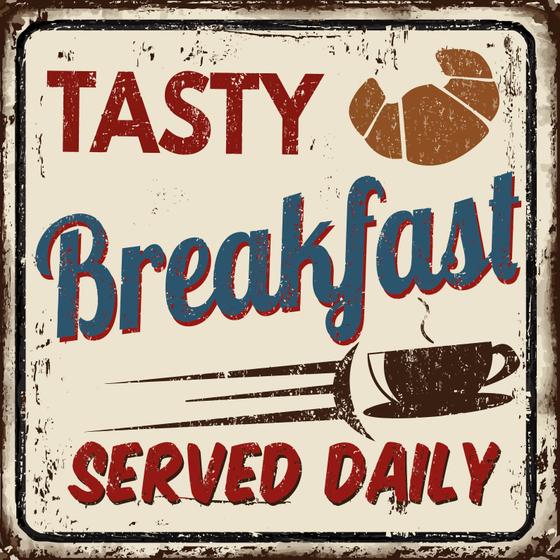 Tasty Breakfast" Retro Tin Sign Fridge Magnet Design
