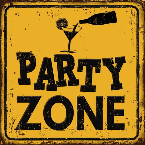 Fridge Magnet "Party Zone" - Retro Tin Sign Design
