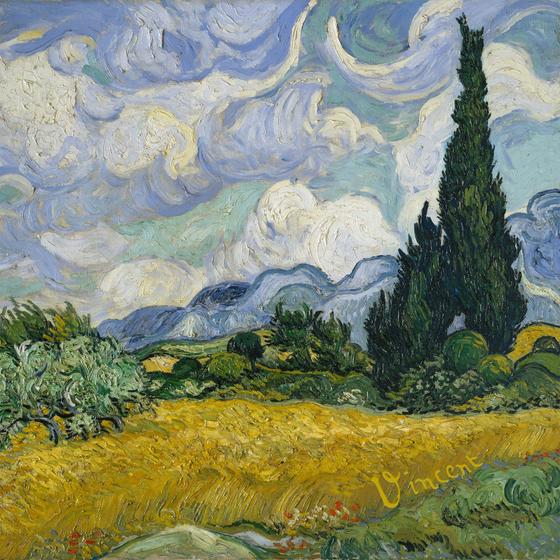 Kühlschrankmagnet van Gogh „Weizenfeld mit Zypressen“ Art Magnet