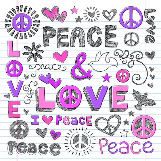 Peace and Love" Fridge Magnet / Whiteboard Magnet