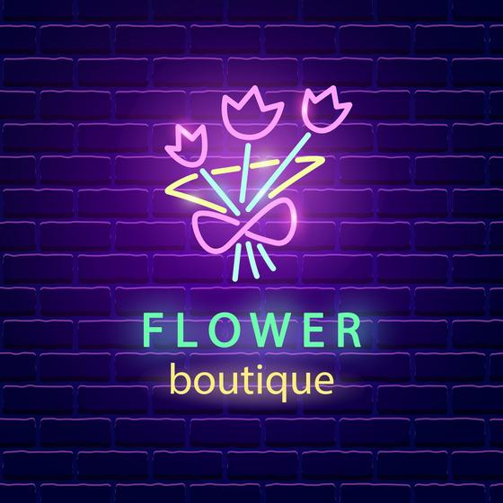Neon Style Fridge Magnet "Flower Boutique" Pinboard Magnets