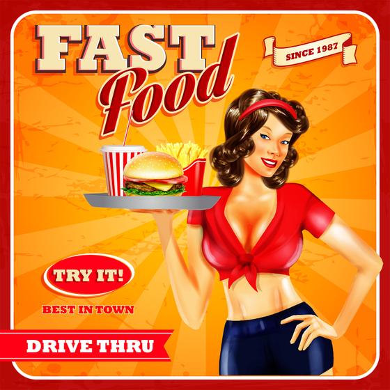 Vintage „Pin-Up“ - Fast Food Magnet aus echtem PLEXIGLAS®