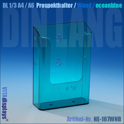 DIN long / A6 wall brochure holder / oceanblue