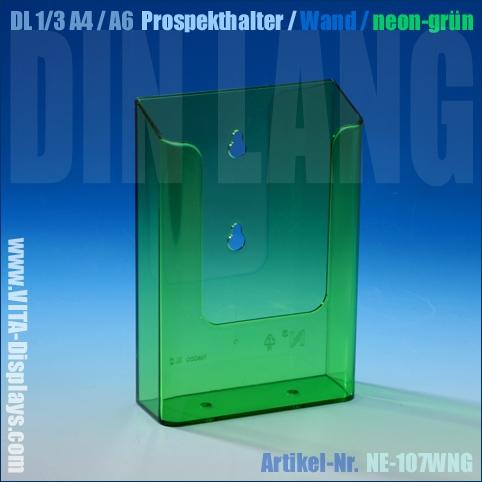 DIN long / A6 wall brochure holder / neon green
