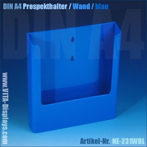 DIN A4 brochure holder / wall mounted / blue