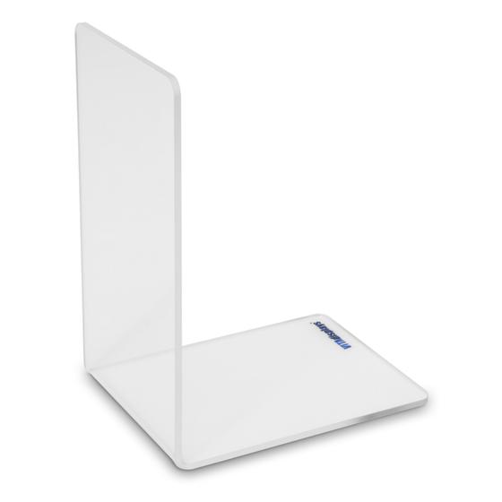Crystal clear angle bookend made of PLEXIGLAS® in 9 x 12 x 16 cm