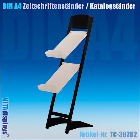 Katalogständer Aluminium DIN A4 Schwarz (2 Fächer)