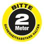 Bodenschild als Wartepunkt „Bitte 2.0 Meter Sicherheitsabstand halten“ (30 x 30 cm) gelb 