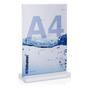 Tischaufsteller A4 mit Acrylblock (satiniert) als Premium Werbeaufsteller aus PLEXIGLAS® 