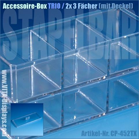 Accessoire-Box TRIO / 2x 3 Fächer (mit Deckel)