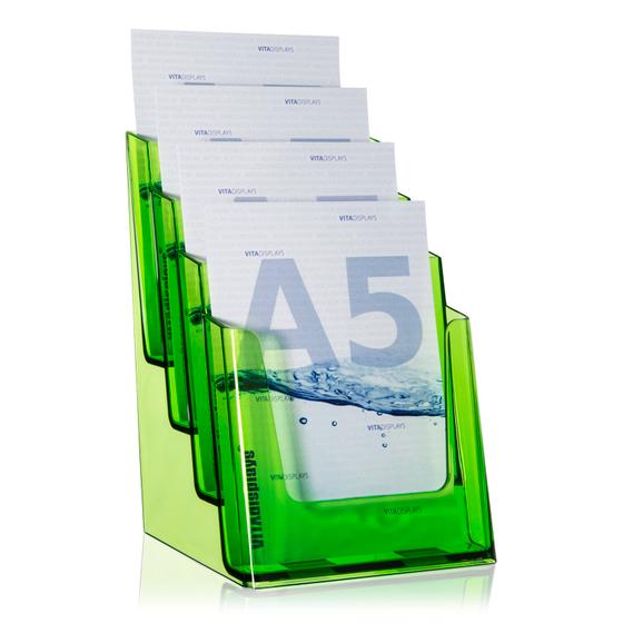 DIN A5 table top brochure holder (4 pcs.) neon green