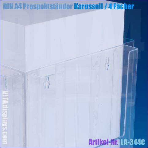 DIN A4 Prospektständer Drehsäule, drehbar (4 Fächer)