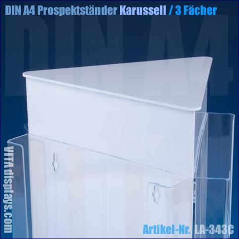 DIN A4 Prospektständer Drehsäule, drehbar (3 Fächer)