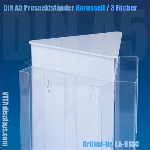DIN A5 Prospektständer Drehsäule, drehbar (3 Fächer)