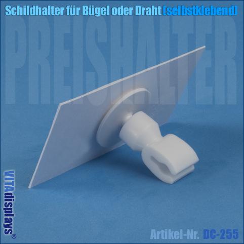 Schildhalter Klebepunkt mit schwenkbarem Kugellager / Drahtstecker