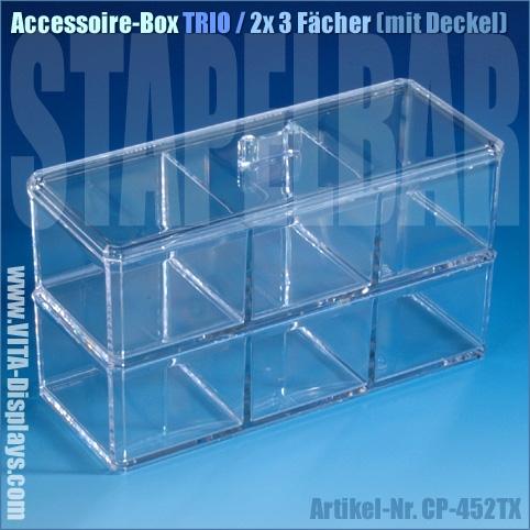 Accessoire-Box TRIO / 2x 3 Fächer (mit Deckel)