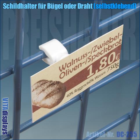 Schildhalter Klebepunkt mit schwenkbarem Kugellager / Drahtstecker